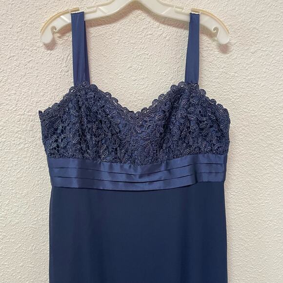 R&M Richards Long Sleeve Metallic Lace Jacket Dress STYLE# 3726 Navy Size 14 - Picture 8 of 14